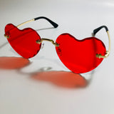 womens gold and red heart shape sunglasses