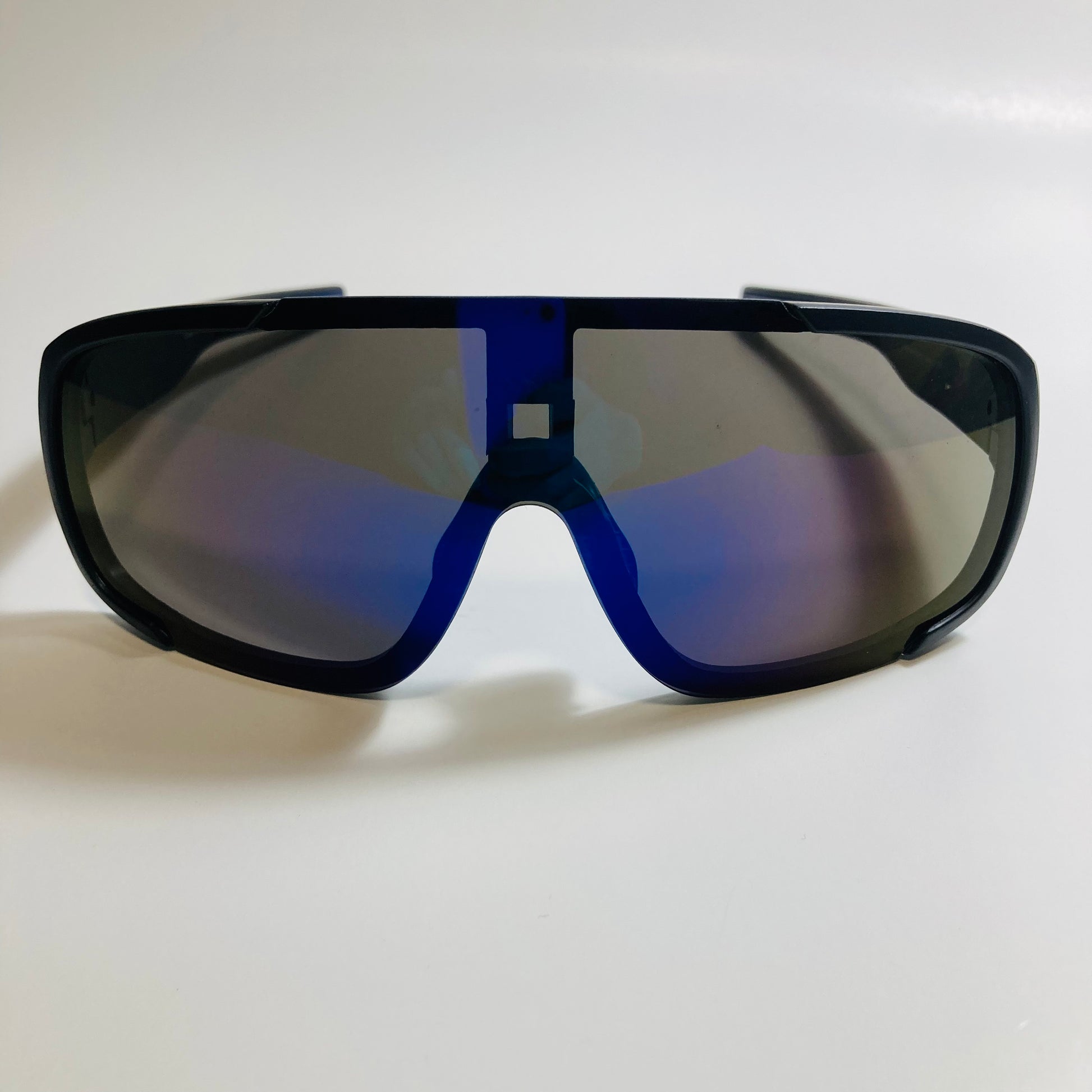 mens and womens black and blue mirrored macho man sunglasses