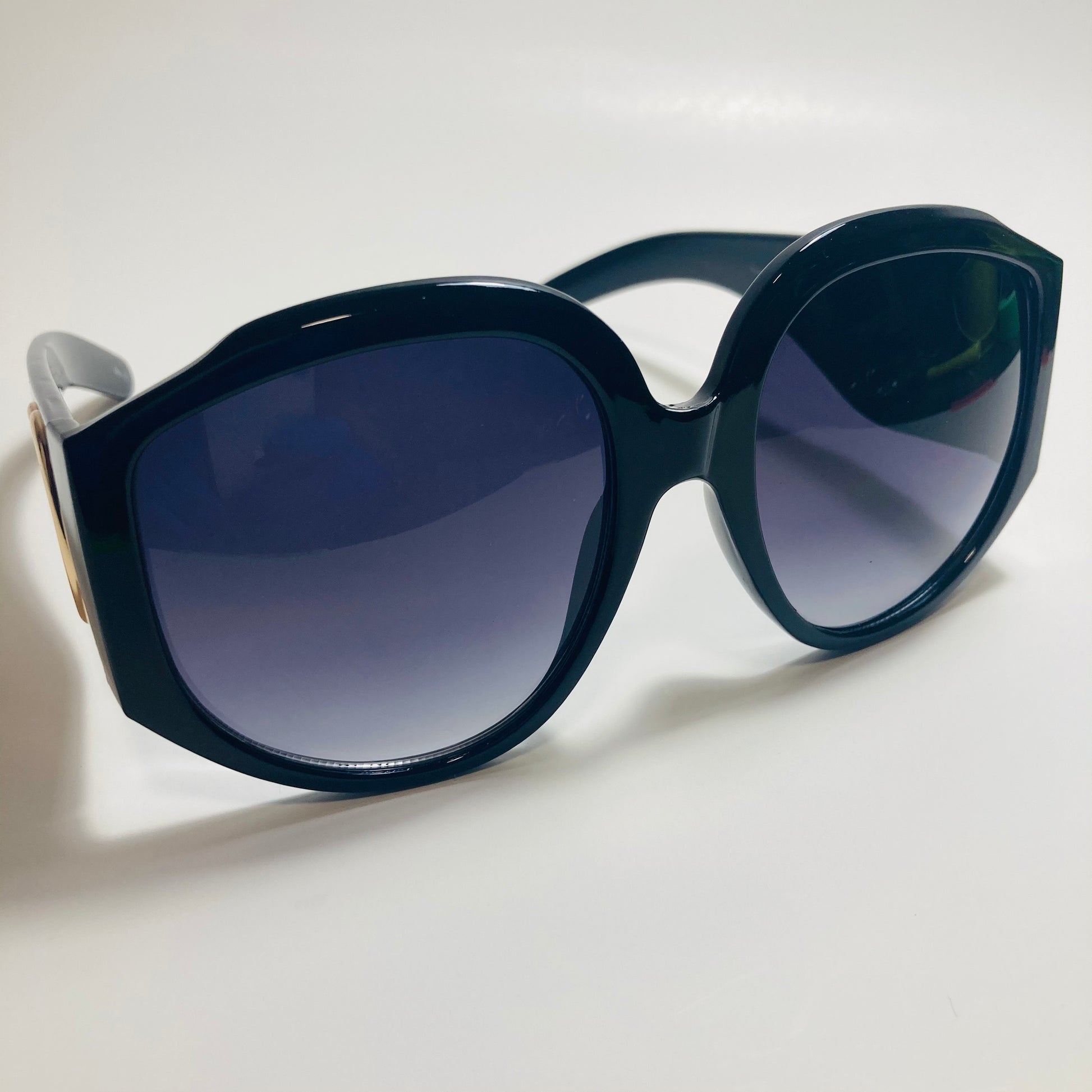 womens black oversize round sunglasses