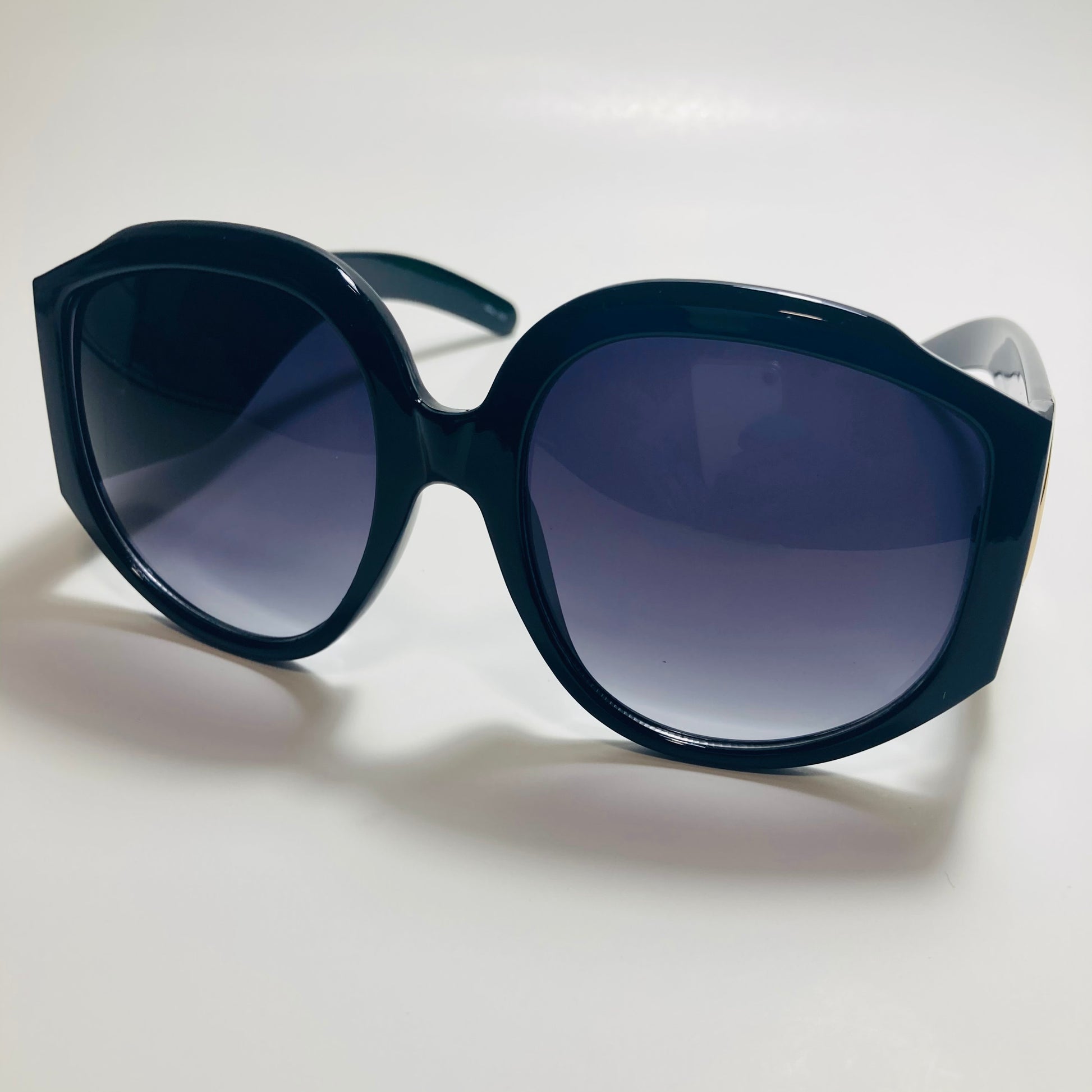 womens black oversize round sunglasses