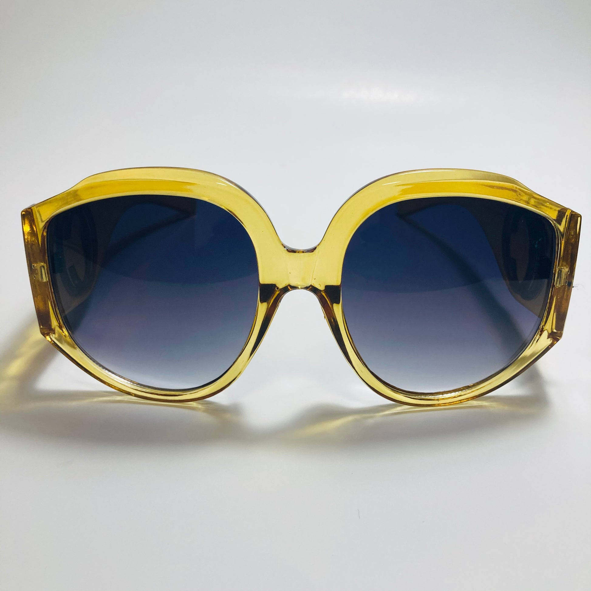 womens yellow and black oversize round sunglasses