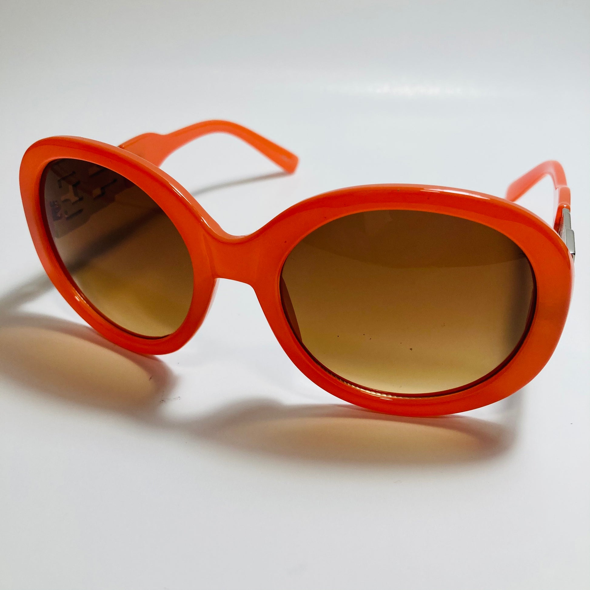 womens brown and orange round oversize sunglasses with rhinestones
