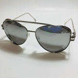 Mens and Womens metal aviator sunglasses silver with mirror lenses 