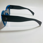 blue and black womens round oversize sunglasses