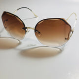 womens brown and gold rimless sunglasses