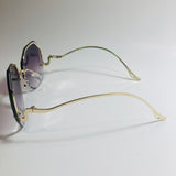 womens black and gold rimless sunglasses