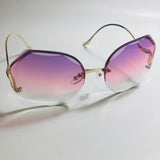 womens pink purple and gold rimless sunglasses