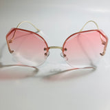 womens pink and gold rimless sunglasses