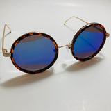gold and blue womens round sunglasses with mirror lenses