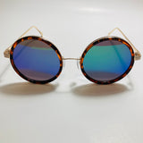 gold and blue womens round sunglasses with mirror lenses