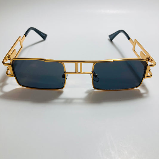 mens and womens black and gold square sunglasses