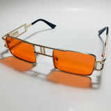 mens and womens red and gold square sunglasses