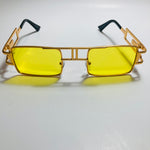 mens and womens yellow and gold square sunglasses
