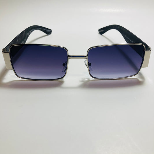 mens and womens black and silver square sunglasses