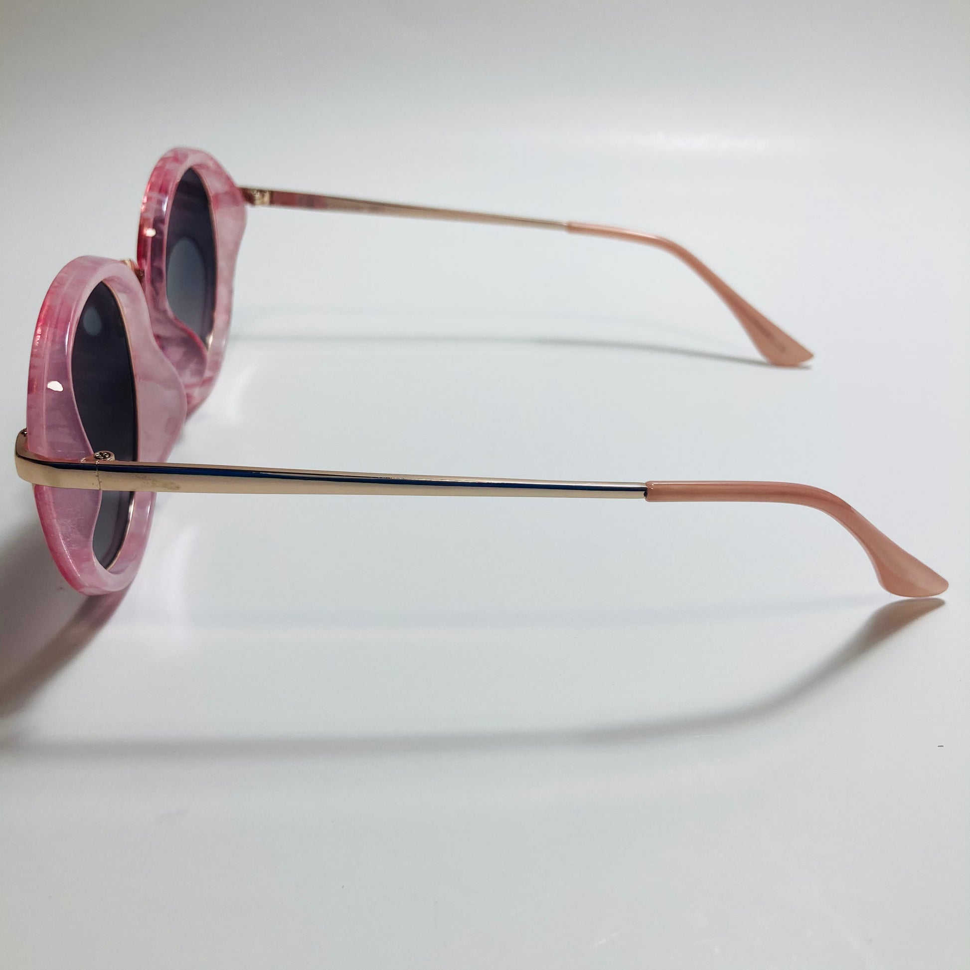 womens pink black and gold mirrored round sunglasses