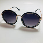 womens black and gold mirrored round sunglasses