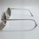 womens white blue and gold mirrored round sunglasses