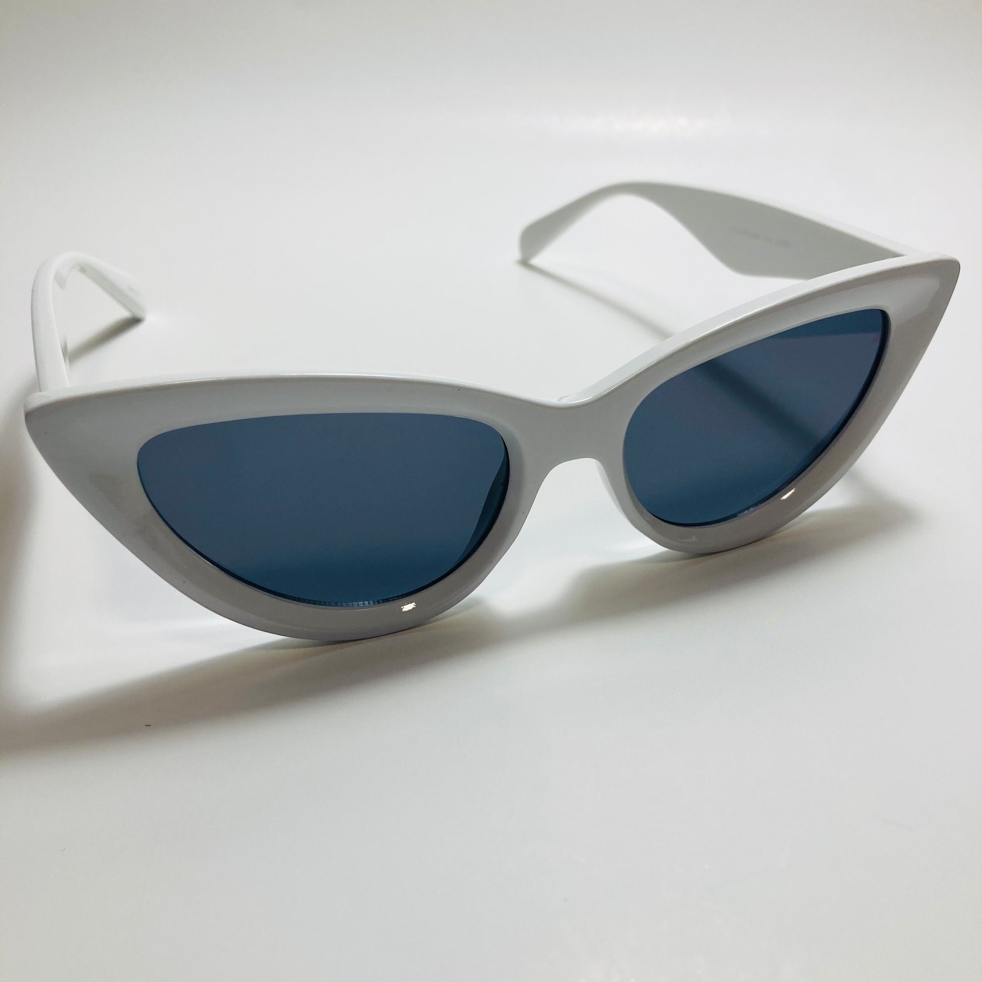 womens cat eye sunglasses white frame with black lenses