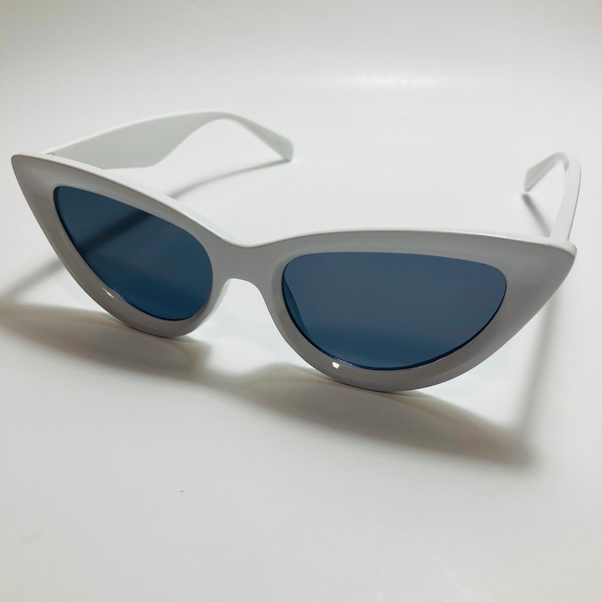 womens cat eye sunglasses white frame with black lenses