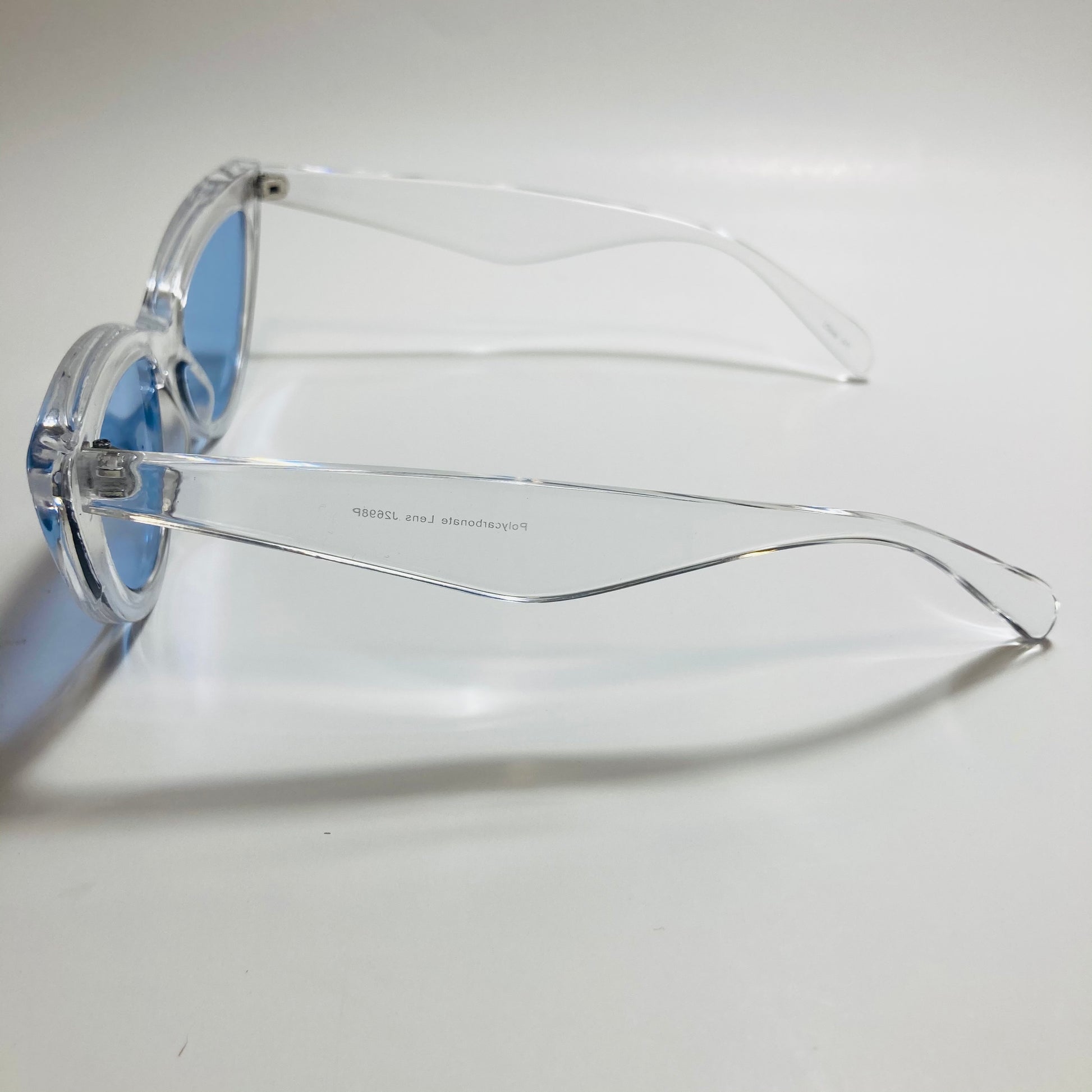 womens cat eye sunglasses clear frame with blue lenses