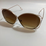 womens gold metal sunglasses with brown lenses