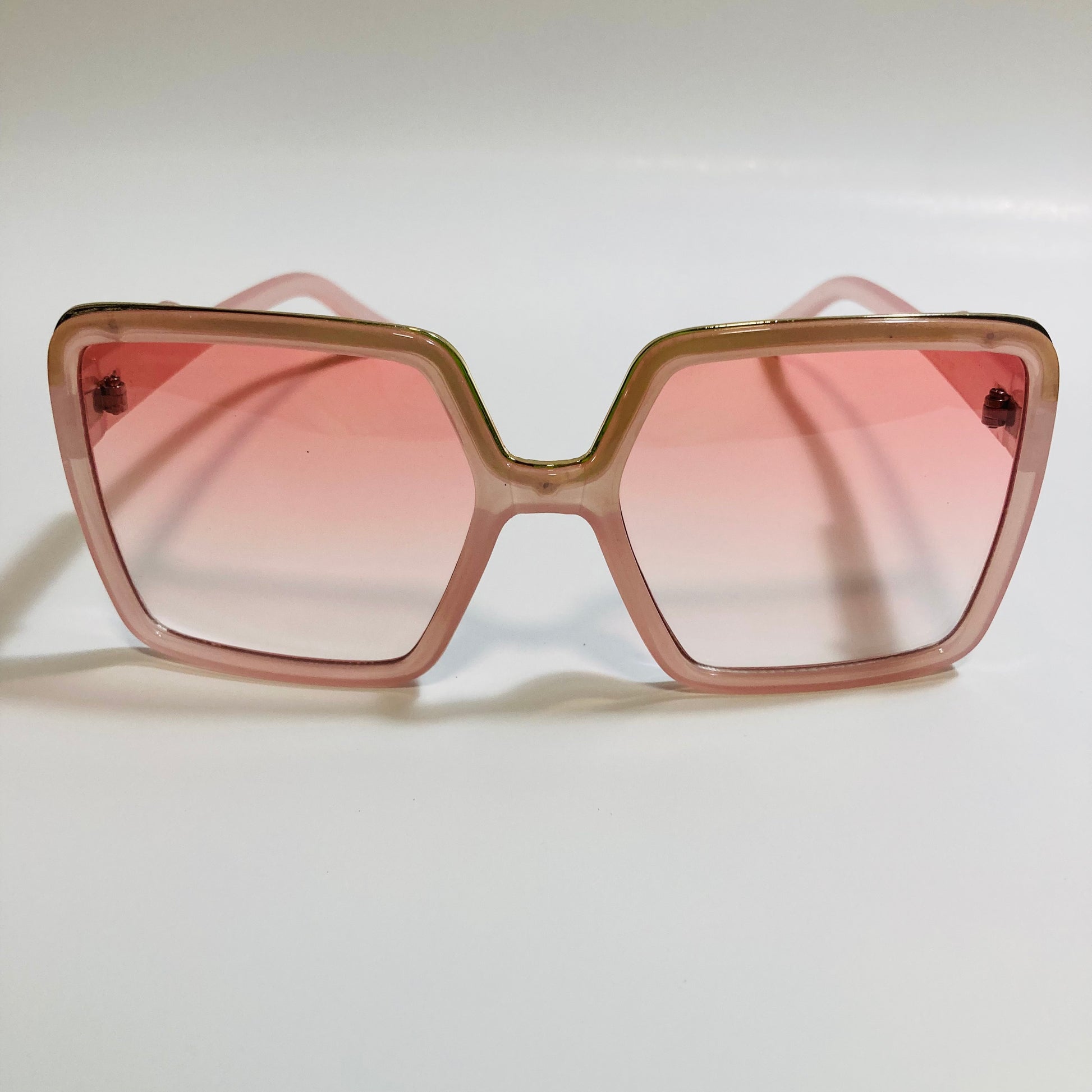 womens pink square oversize sunglasses with gold accent