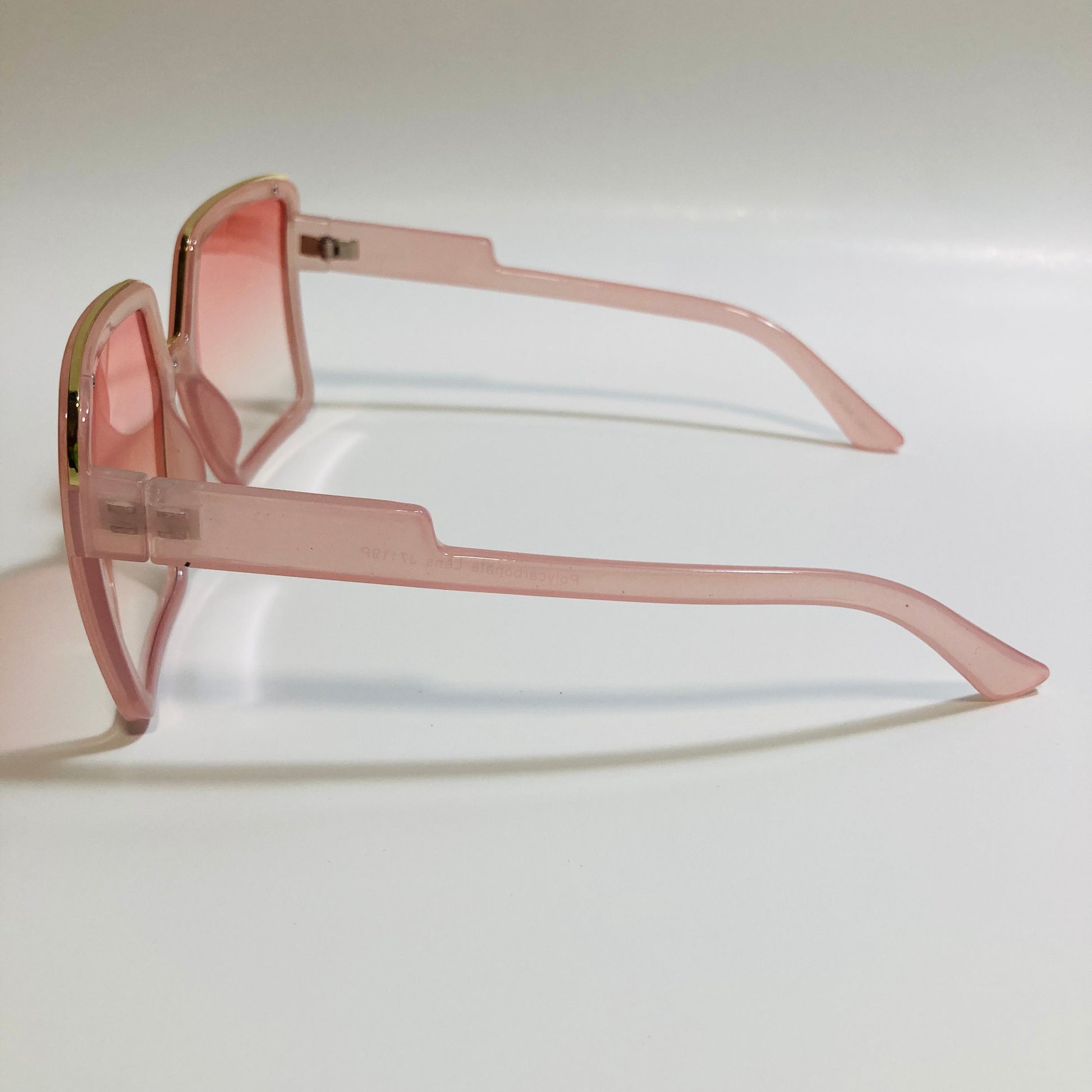 womens pink square oversize sunglasses with gold accent
