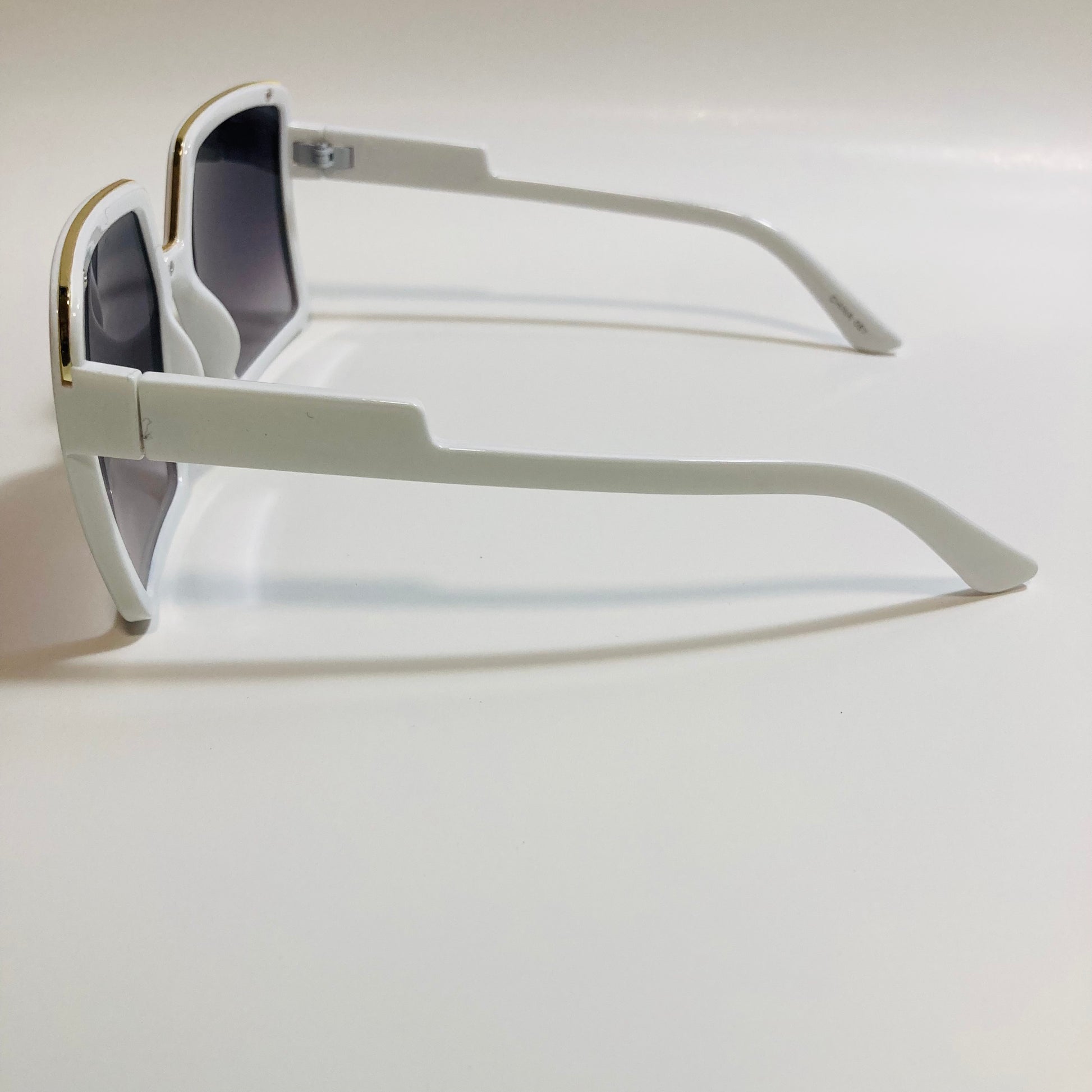 womens white and black square oversize sunglasses with gold accent