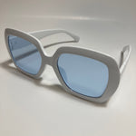 womens white and blue oversize round sunglasses