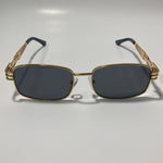 mens and womens gold square sunglasses with black lenses