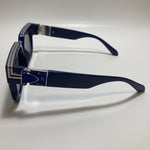 mens and womens blue black and silver square sunglasses