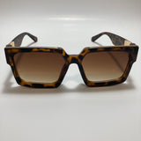 mens and womens brown and gold square sunglasses