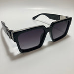 mens and womens black and silver square sunglasses