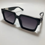 mens and womens black and silver square sunglasses