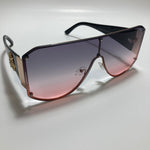 purple pink and gold shield sunglasses 