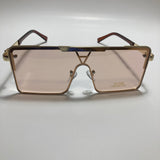 womens gold square oversize sunglasses with pink lenses