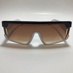 mens and womens brown and white futuristic square sunglasses