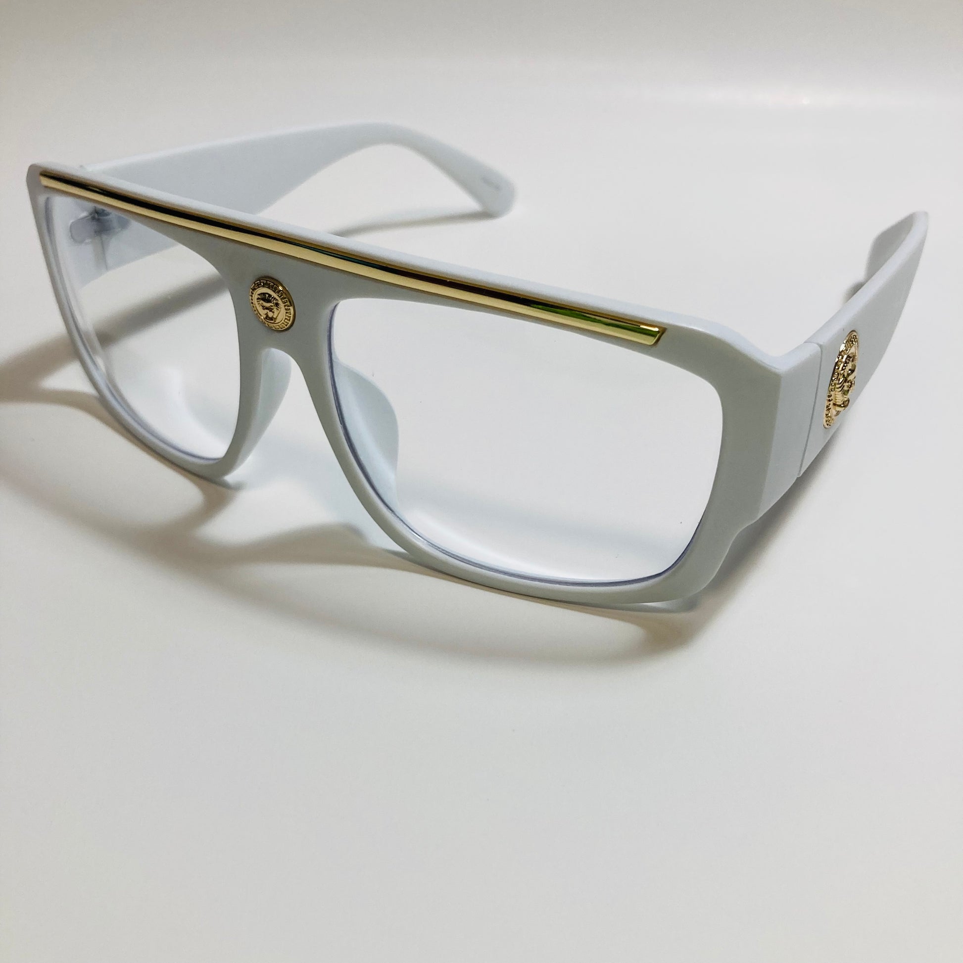 mens and womens white square italian fake glasses 