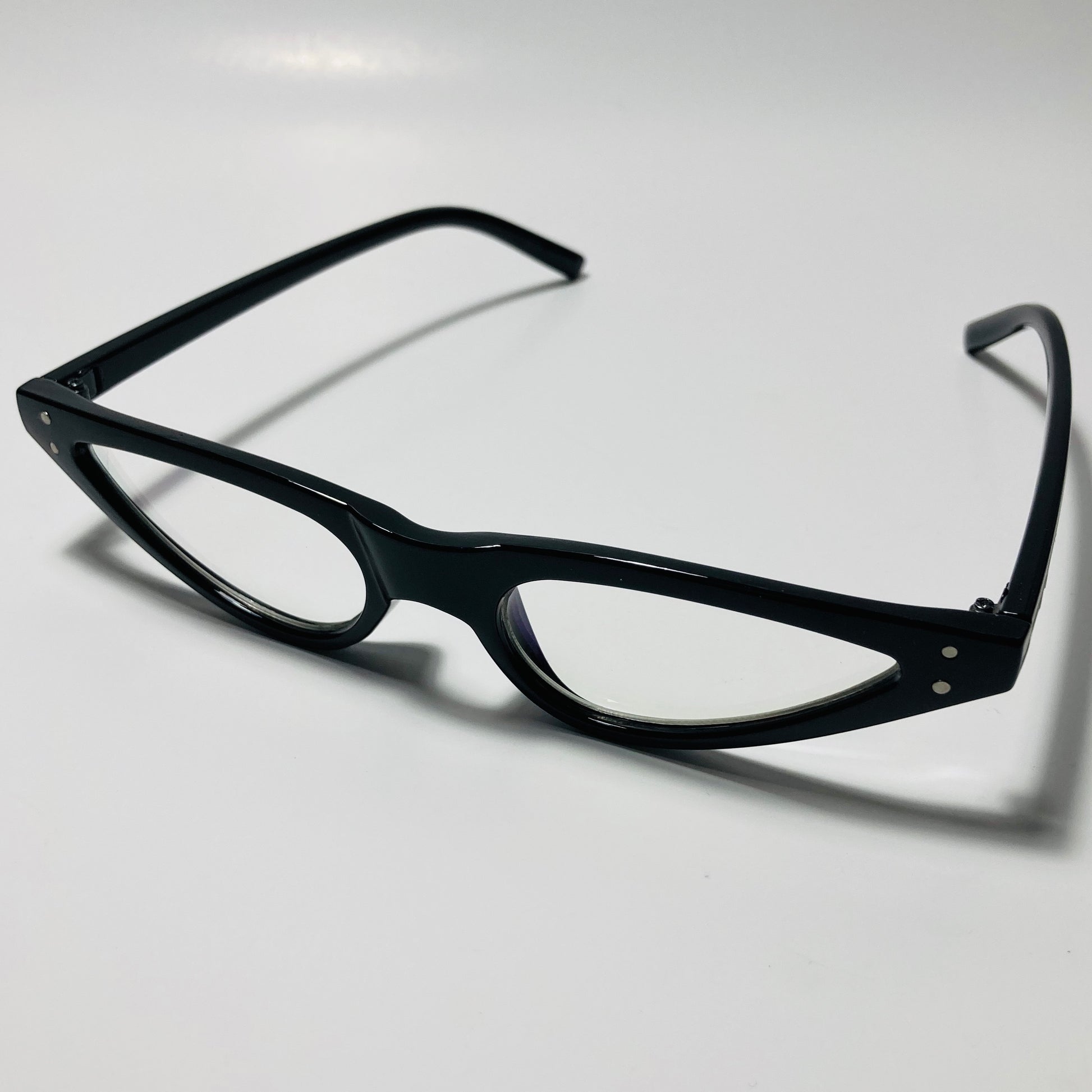womens black and clear skinny cat eye sunglasses