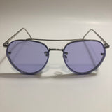 Womens and Mens silver Aviator sunglasses with purple lenses