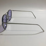 Womens and Mens silver Aviator sunglasses with purple lenses