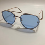 Womens and Mens gold Aviator sunglasses with blue lenses