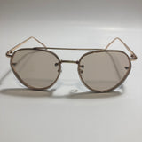 Womens and Mens gold Aviator sunglasses with brown lenses