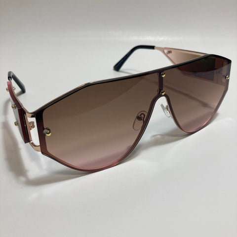 womens brown gold and pink shield sunglasses