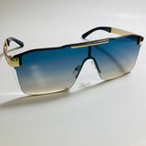 mens and womens blue yellow and gold shield sunglasses