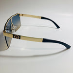 mens and womens blue yellow and gold shield sunglasses