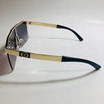 mens and womens black and gold shield sunglasses