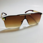 mens and womens brown and gold shield sunglasses