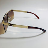 mens and womens brown and gold shield sunglasses