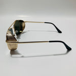 mens gold and green aviator sunglasses with side shield 